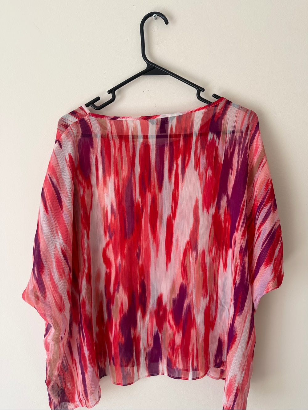 Express Red and Pink Abstract Sheer Top VGC Womens Medium - Picture 6 of 6